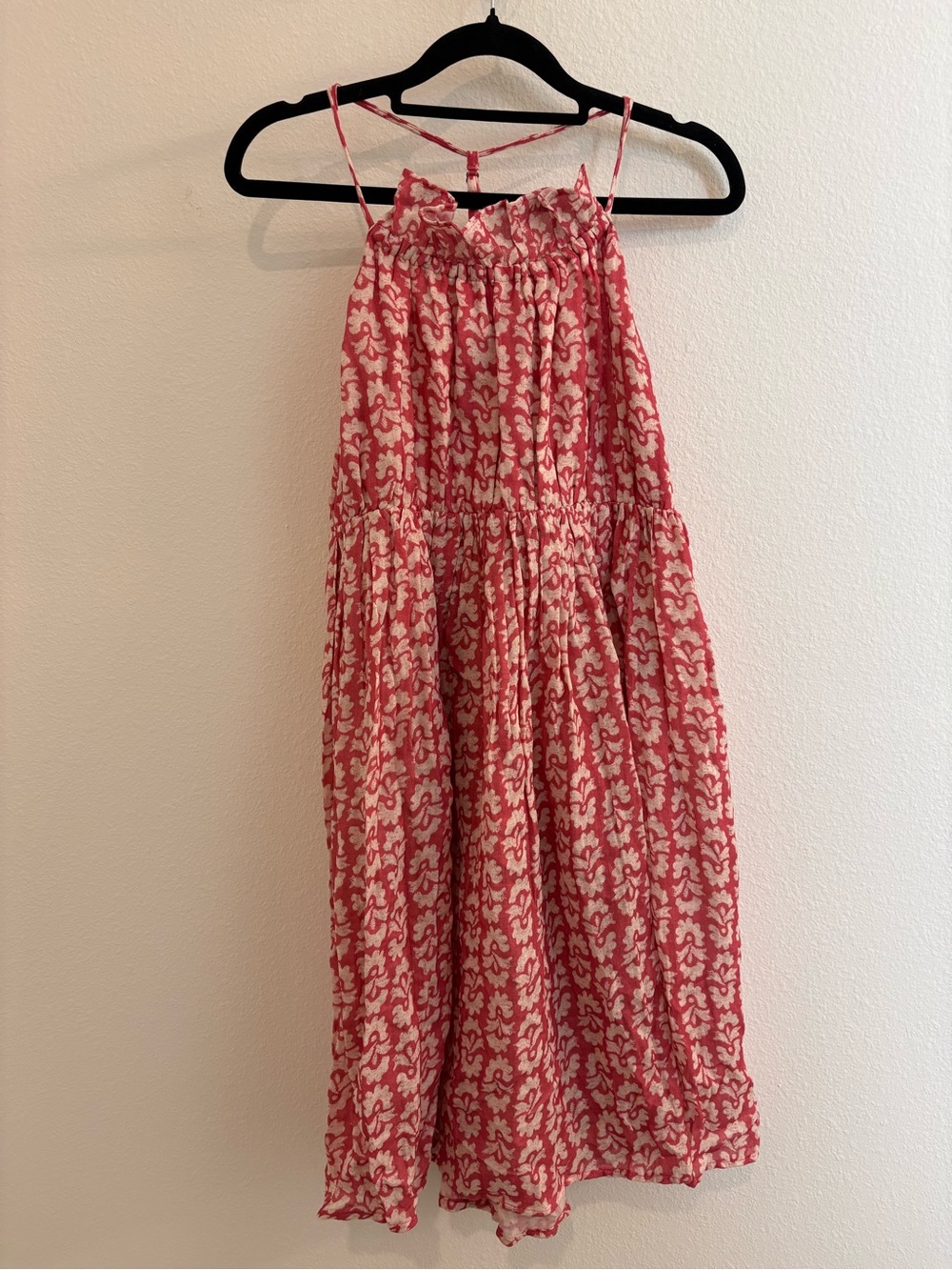 NWT Anthropologie Pink and White Floral Crossback Halter Midi Dress
